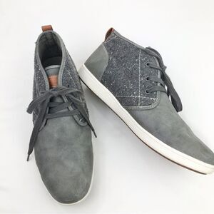 Steve Madden Fendale Gray Leather Mottled Wool Lace Up Ankle Sneaker Shoes